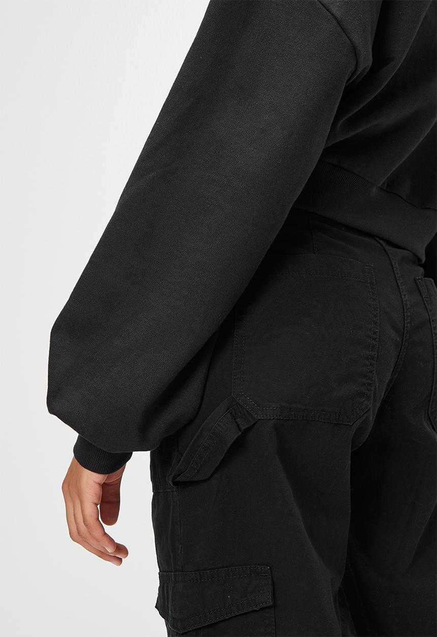 Blake - Graphic cropped crew sweat - black