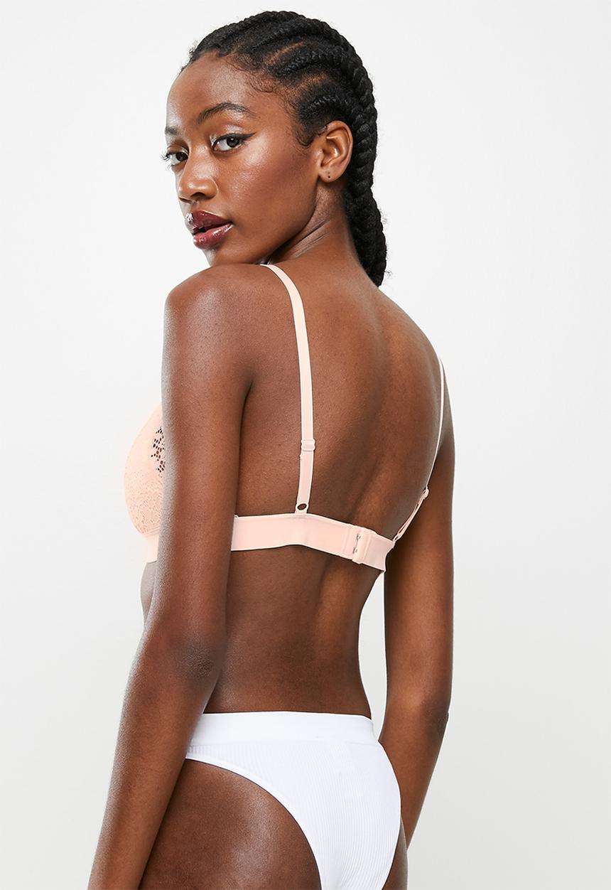 KANGOL - Galloon lace bralette with wide elastic - peach