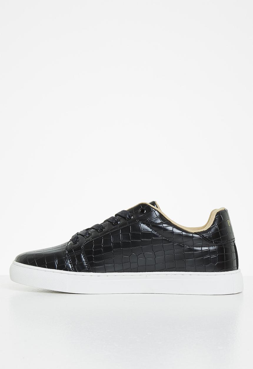 POLO - Embossed croc sneaker - black