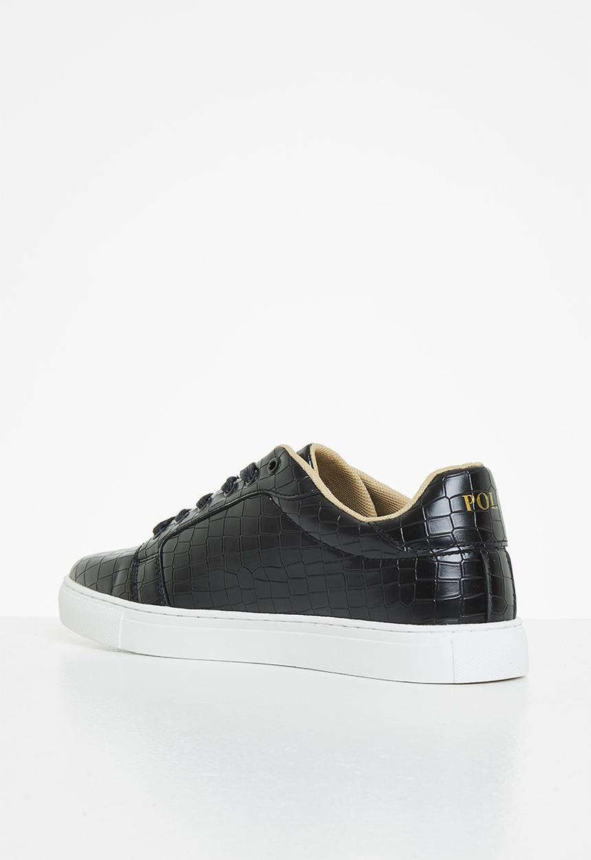 POLO - Embossed croc sneaker - black