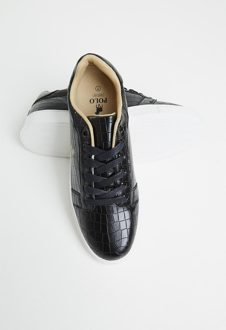 POLO - Embossed croc sneaker - black