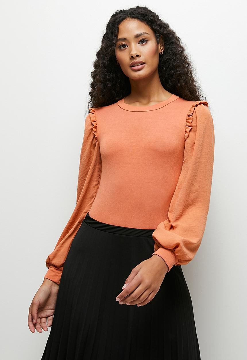 MILLA - Balloon sleeve bodysuit - copper coin
