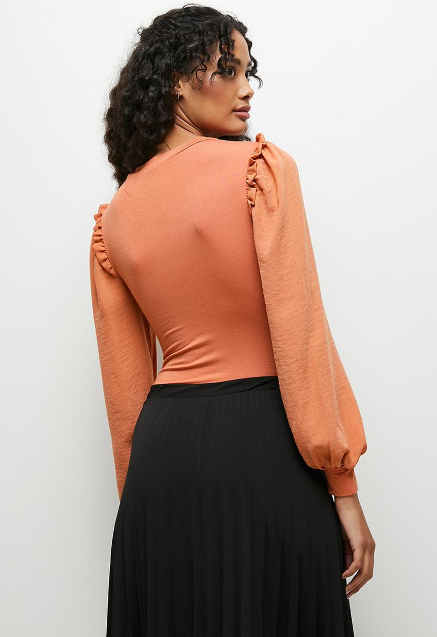 MILLA - Balloon sleeve bodysuit - copper coin