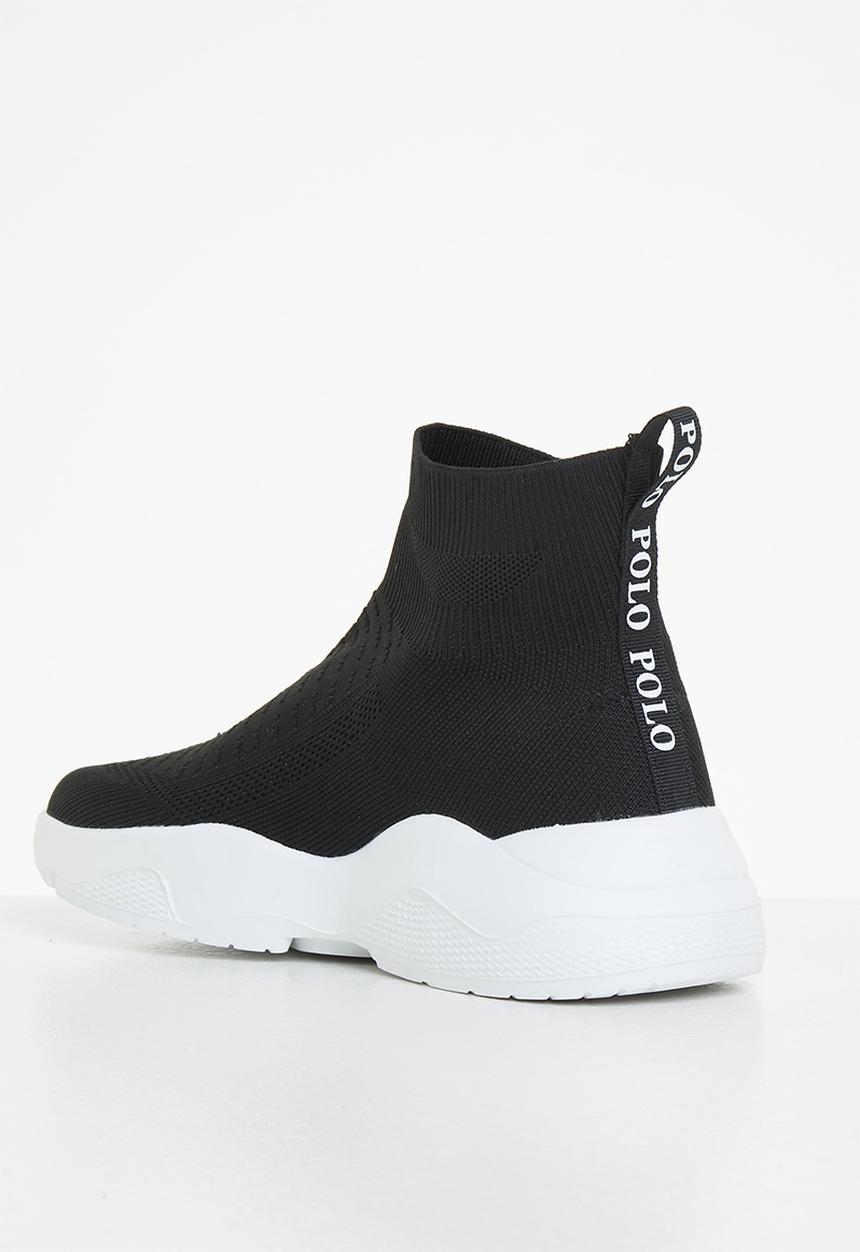 POLO - Jacquard elastic slip on sneaker - black