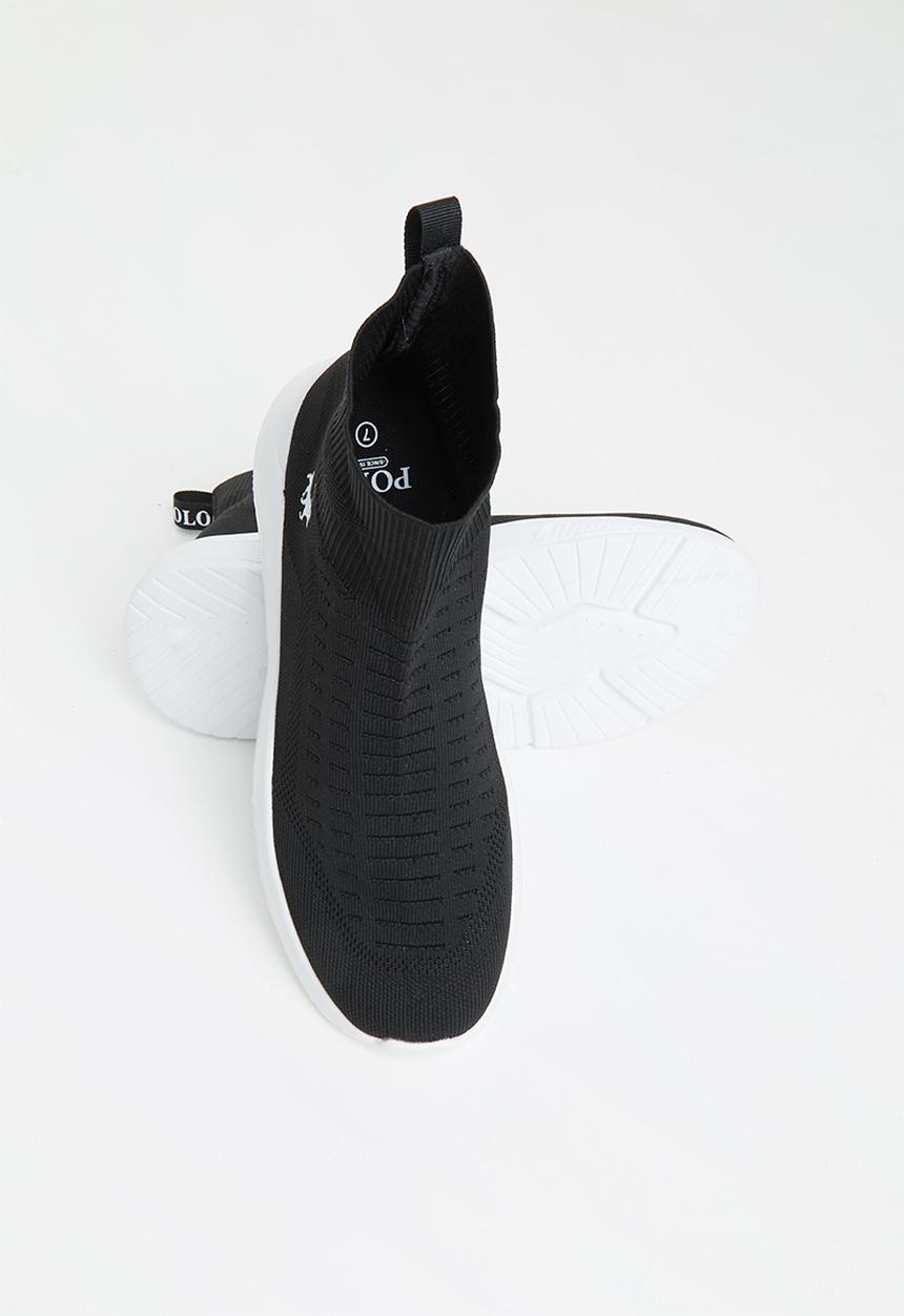 POLO - Jacquard elastic slip on sneaker - black