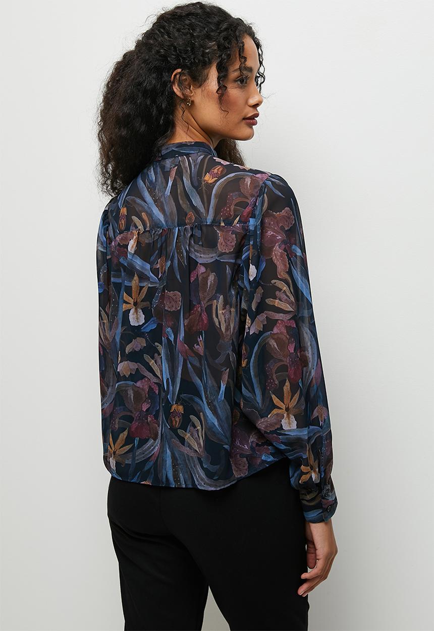 edit - Sheer blouse - ink iris floral
