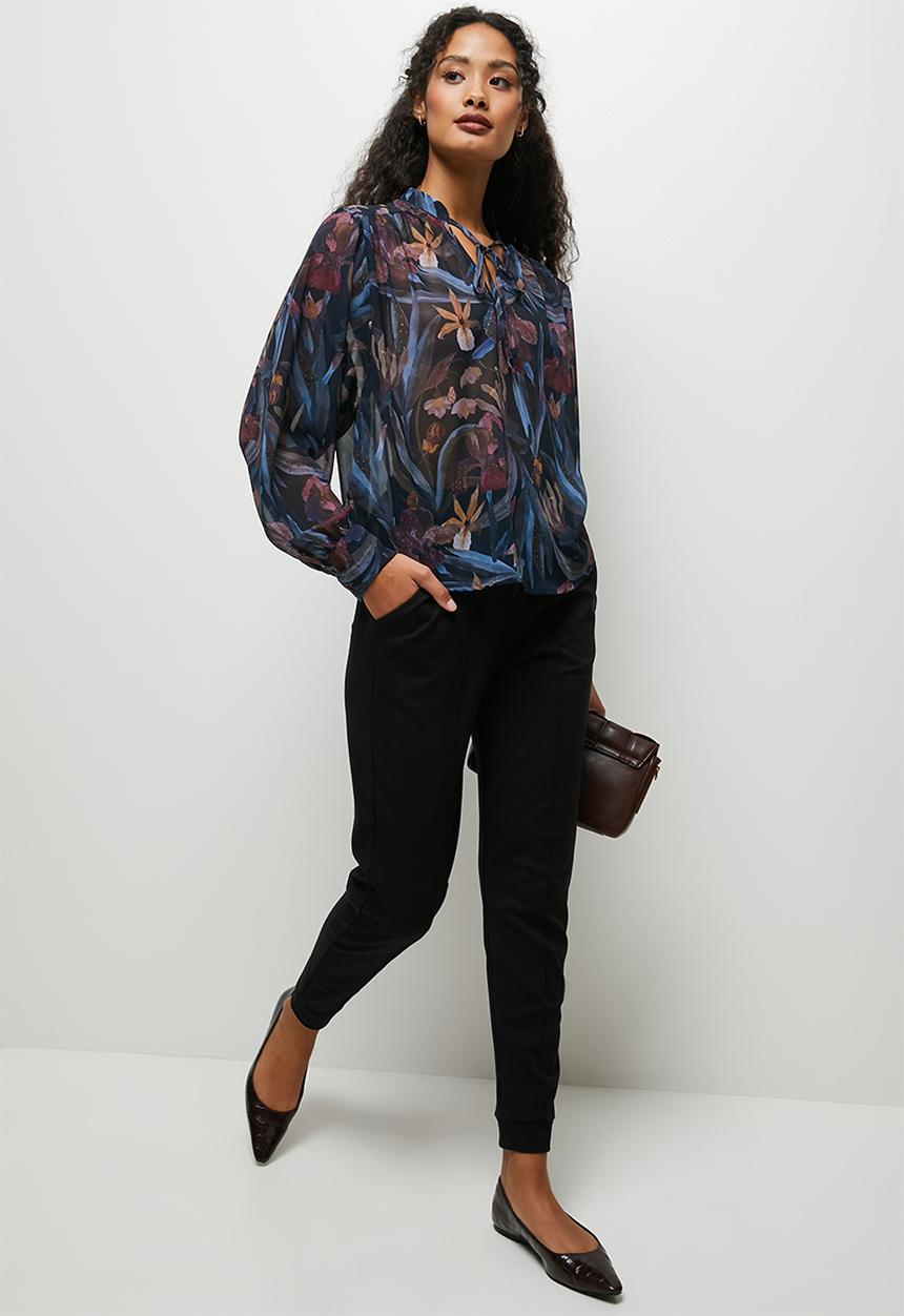 edit - Sheer blouse - ink iris floral