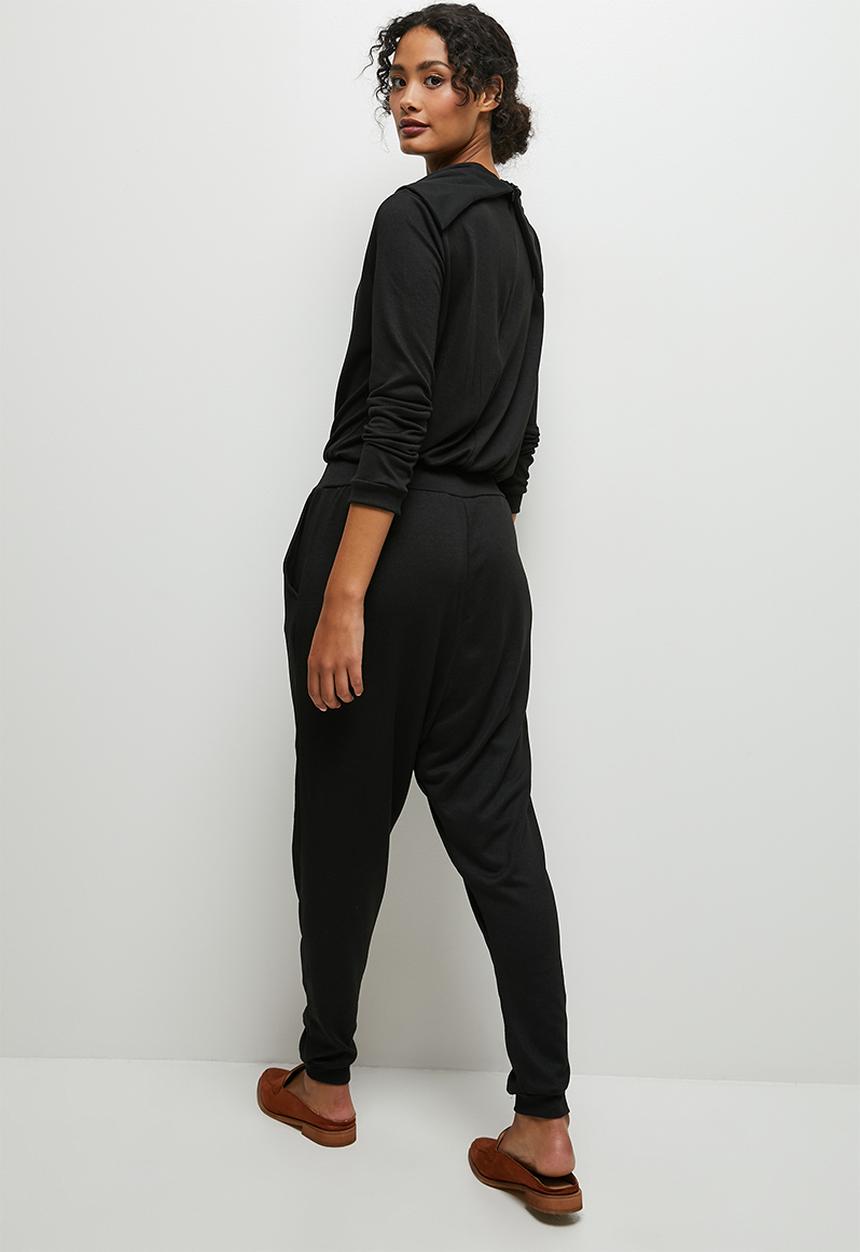 edit - Funnel neck warm handle jumpsuit - black