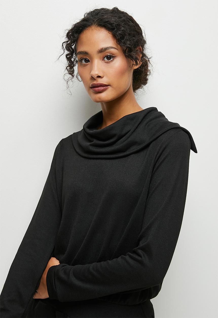 edit - Funnel neck warm handle jumpsuit - black