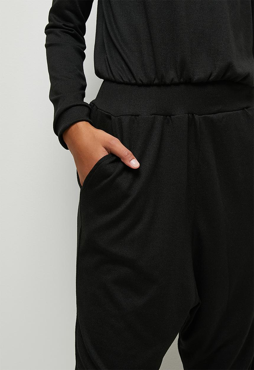 edit - Funnel neck warm handle jumpsuit - black