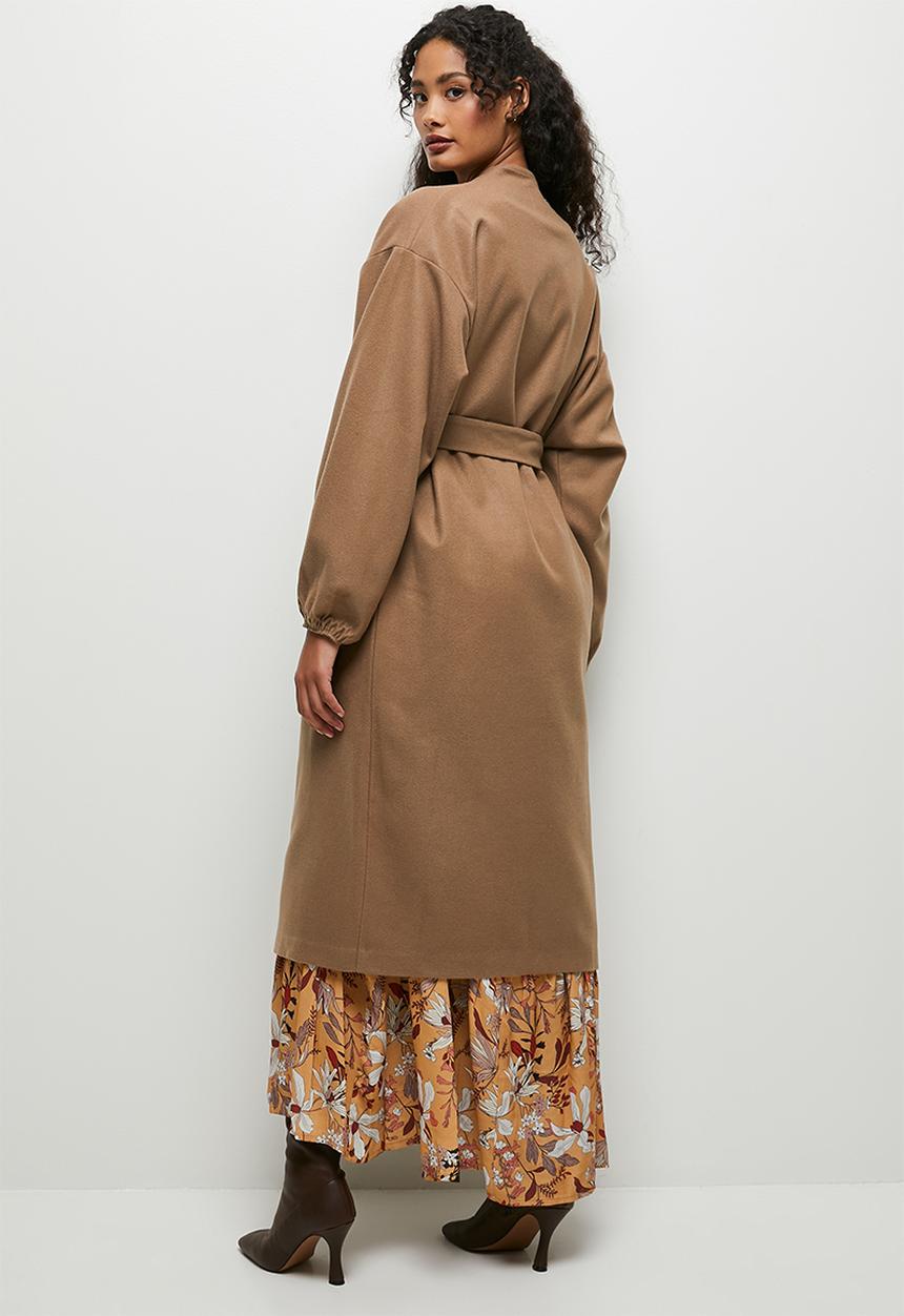 edit - Drop shoulder melton coat - mocha