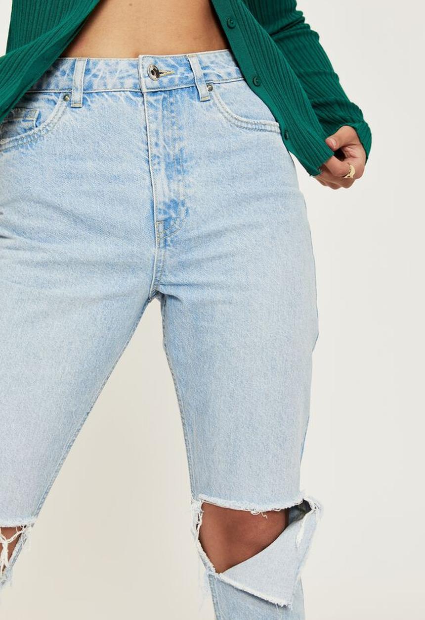 Supré  - Classic mom ripped denim jean - long island blue rip