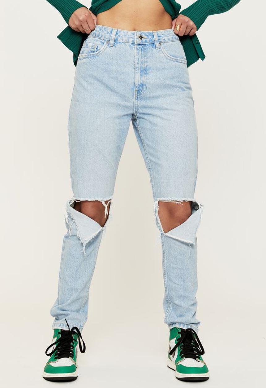 Supré  - Classic mom ripped denim jean - long island blue rip