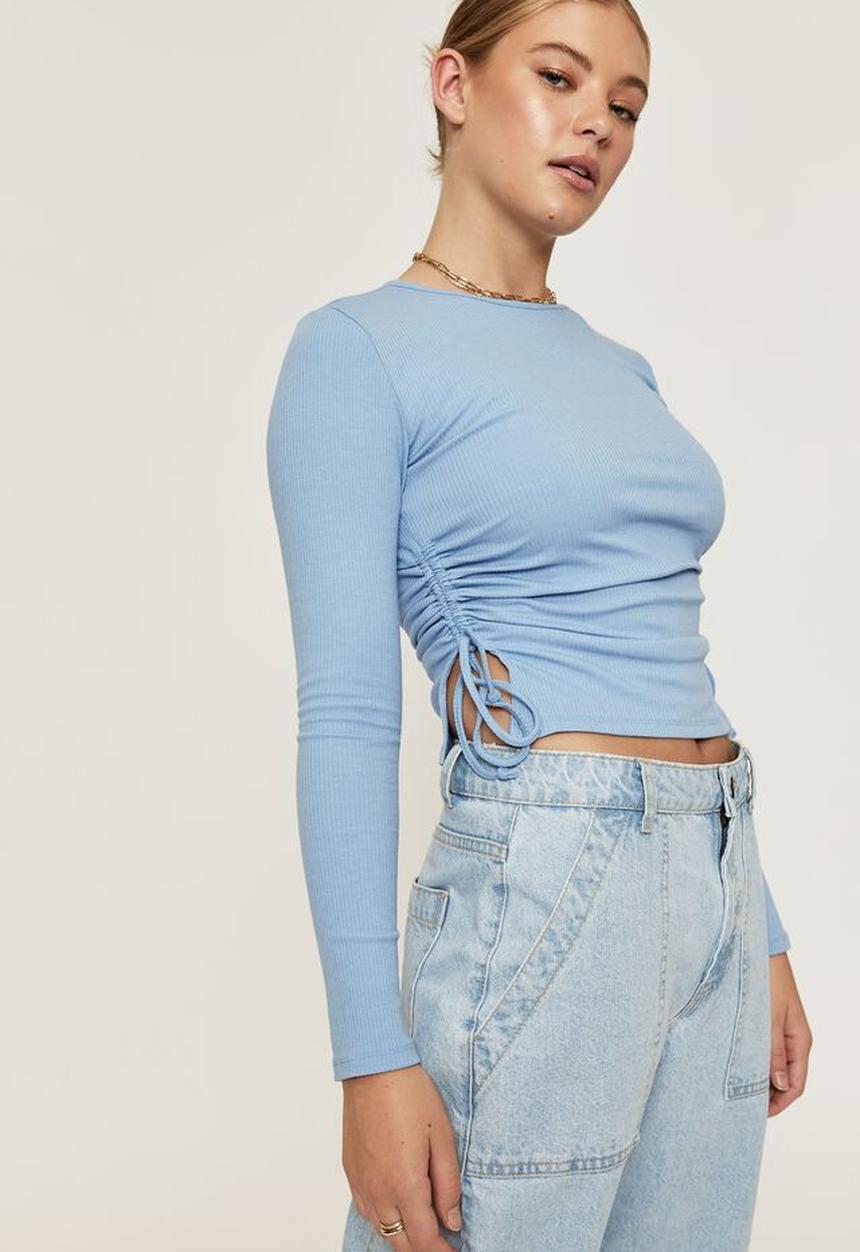 Supré  - London long sleeve ruched top - cali blue