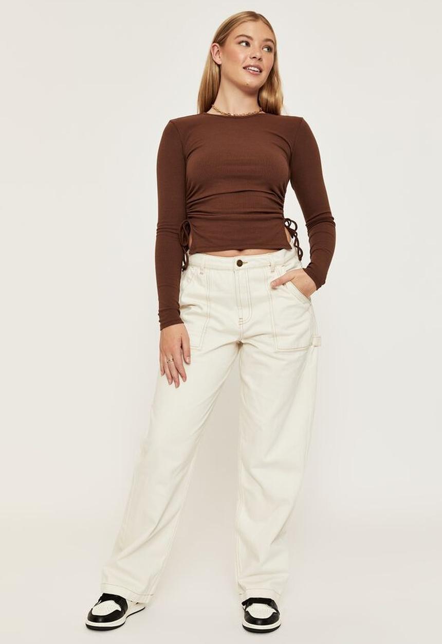 Supré  - London long sleeve ruched top - choc top