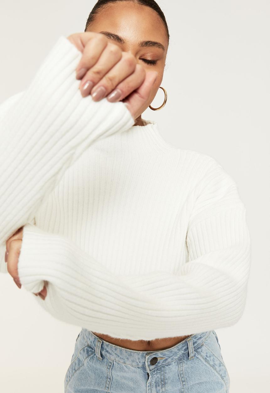 Supré  - Mila mock neck knit - winter white