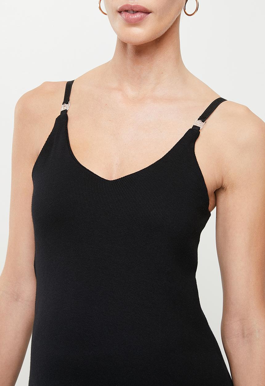Superbalist - 2 pack maternity v-neck feeding clip cami - black & white