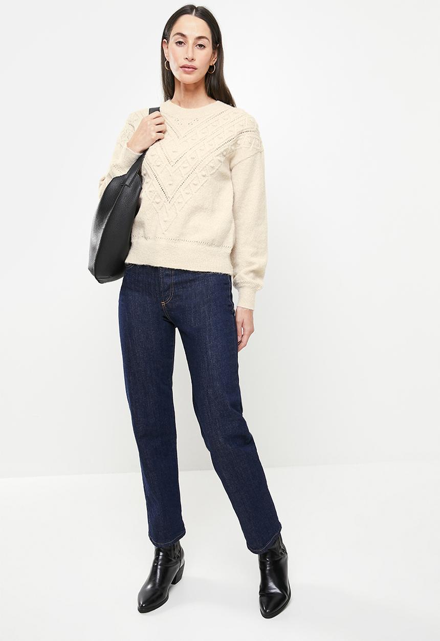 Jacqueline de Yong - Sigrid life long sleeve yoke pullover - cement