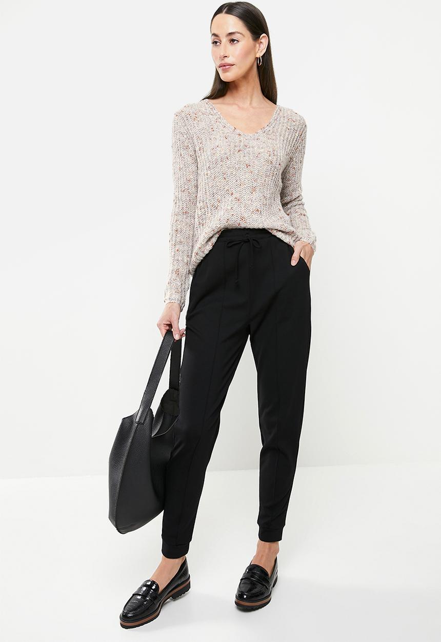 Jacqueline de Yong - Madeline long sleeve  v-neck pullover - light grey melange