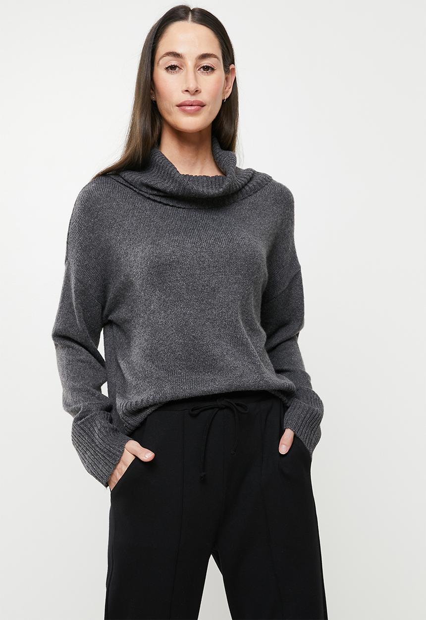 Jacqueline de Yong - Rue malene long sleeve cowlneck pullover - black