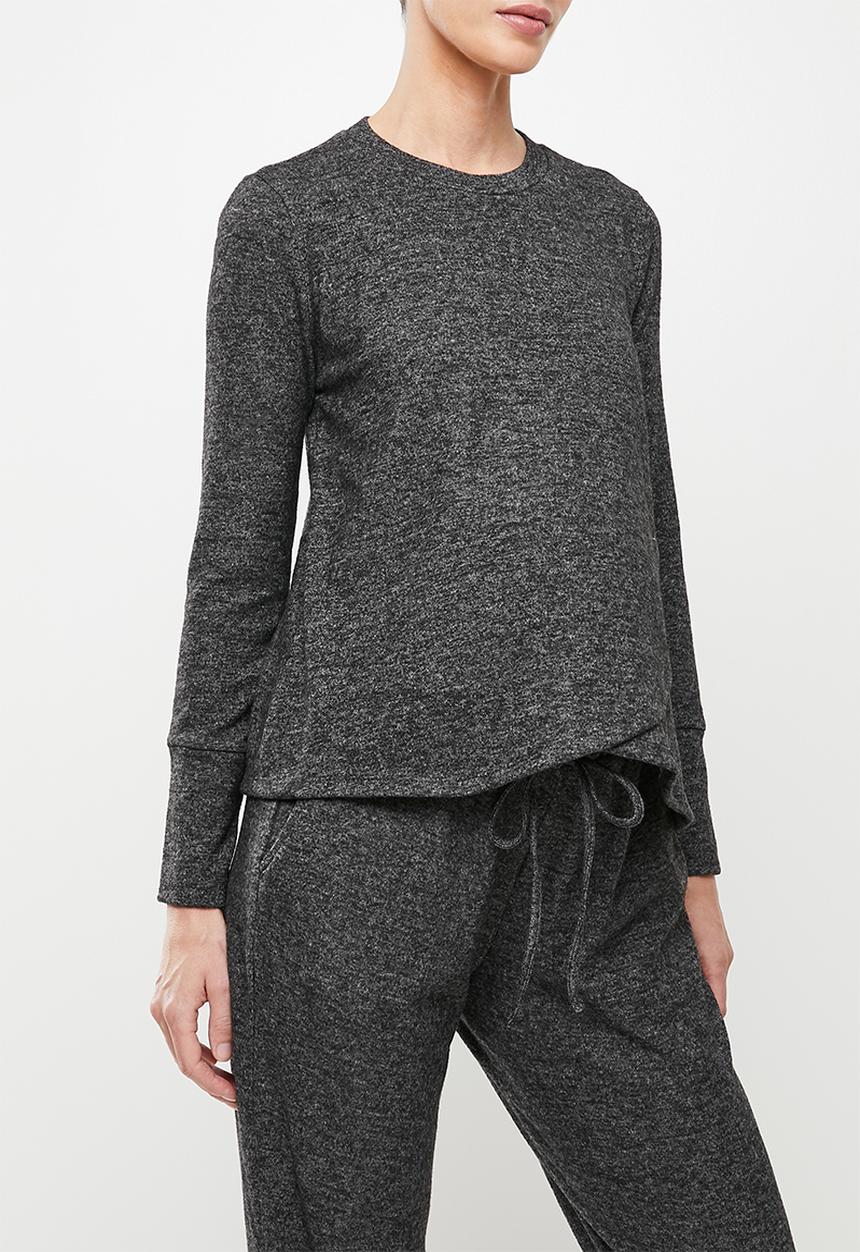 Superbalist - Maternity knit wrap crop sweat - dark grey melange