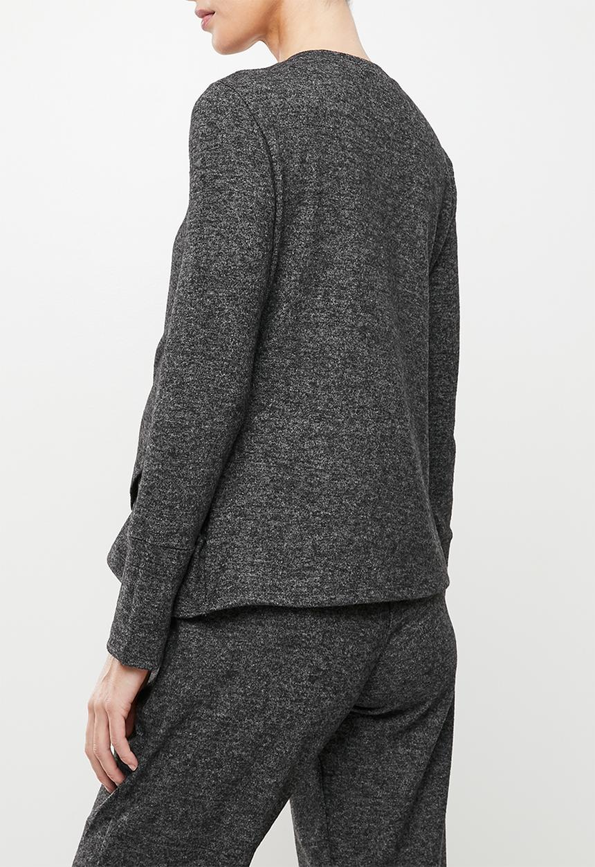 Superbalist - Maternity knit wrap crop sweat - dark grey melange