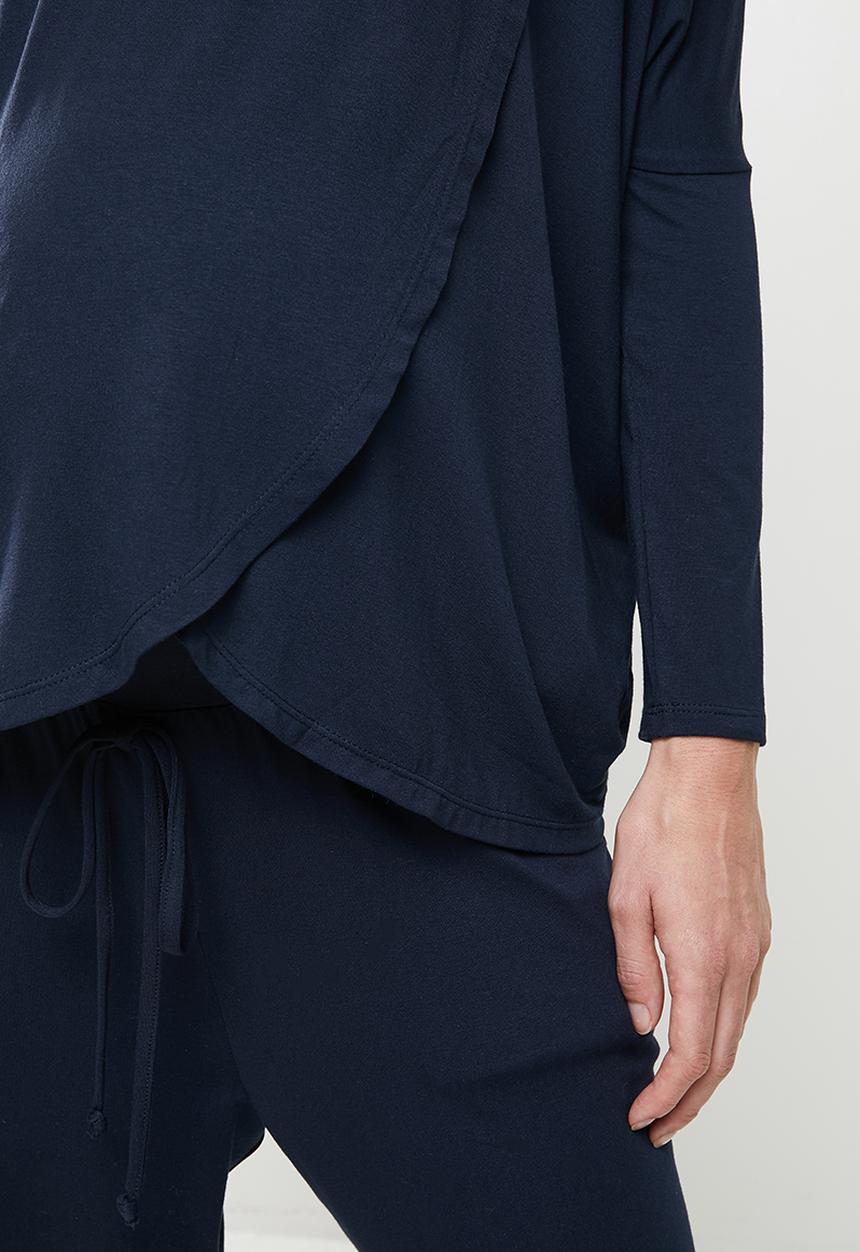 edit Maternity - Long sleeve maternity oversize nursing tee - navy