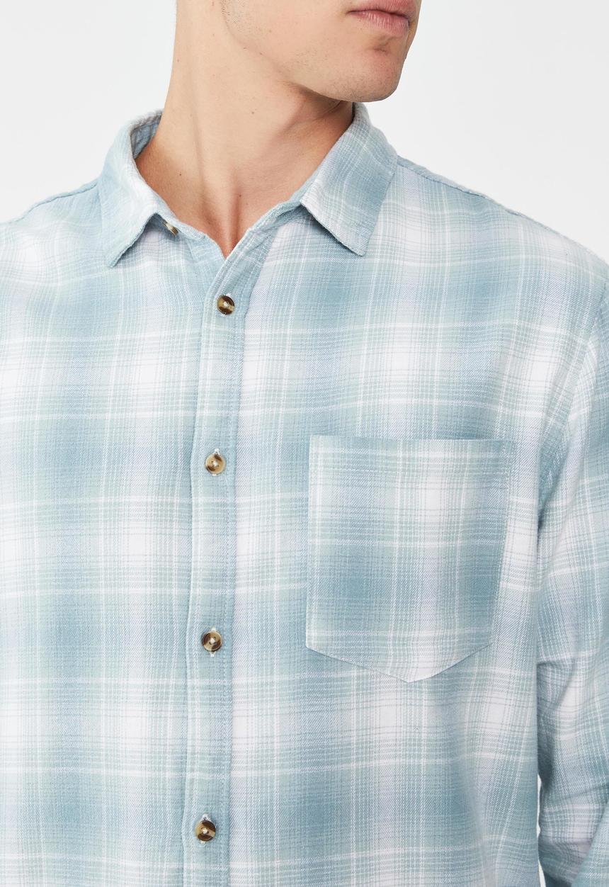 Cotton On - Camden long sleeve shirt - seafoam ombre check