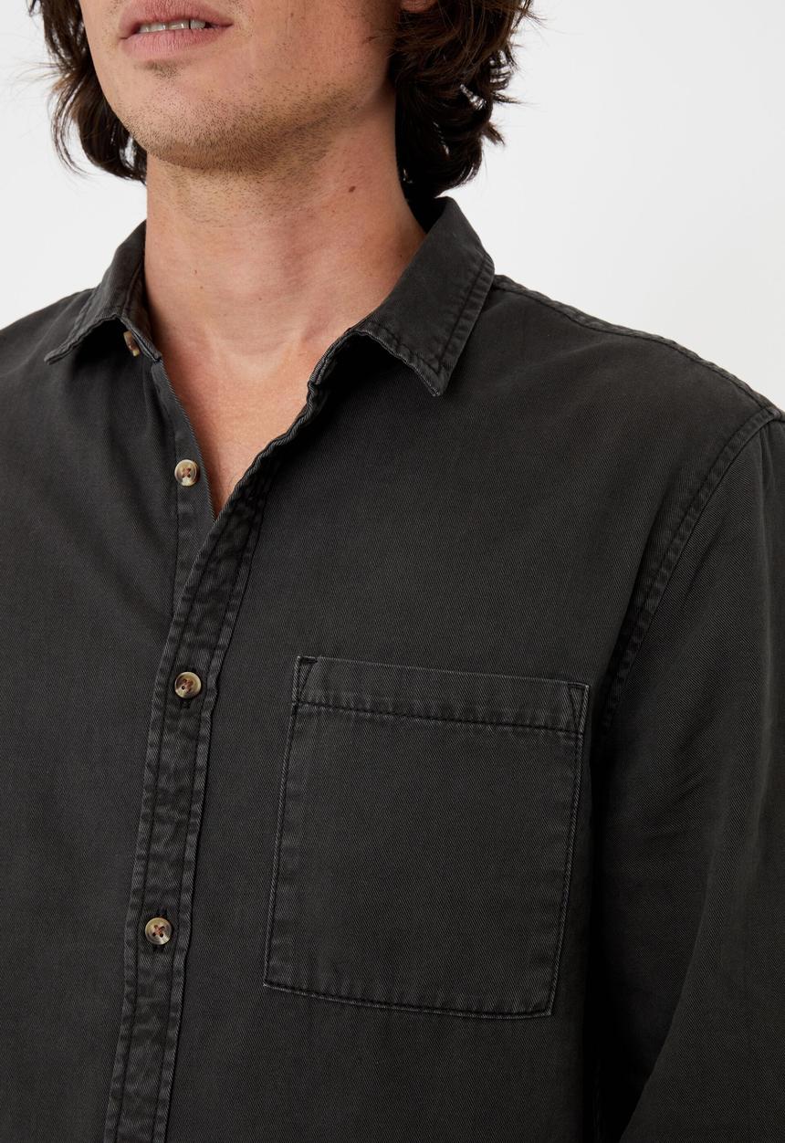 Cotton On - Camden long sleeve shirt - washed black twill
