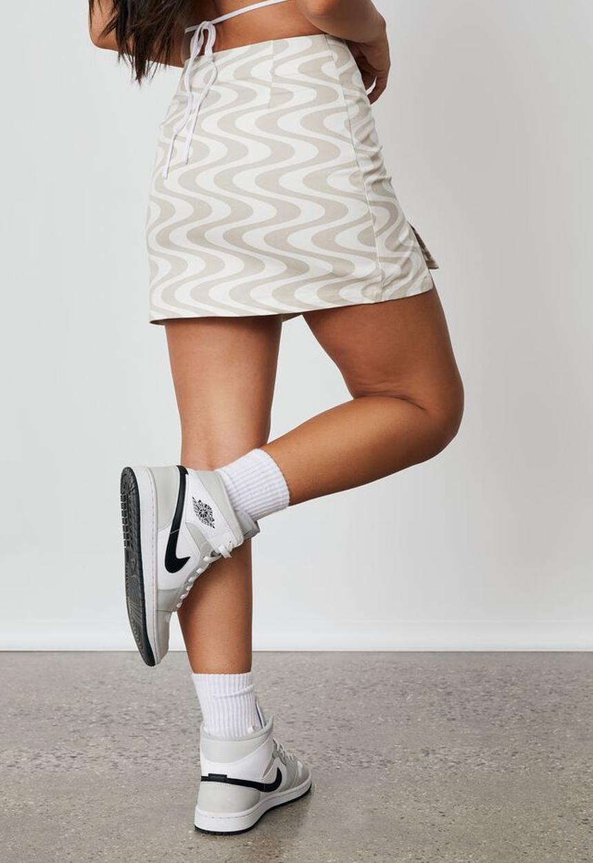 Factorie - Double split mini skirt - wave light stone