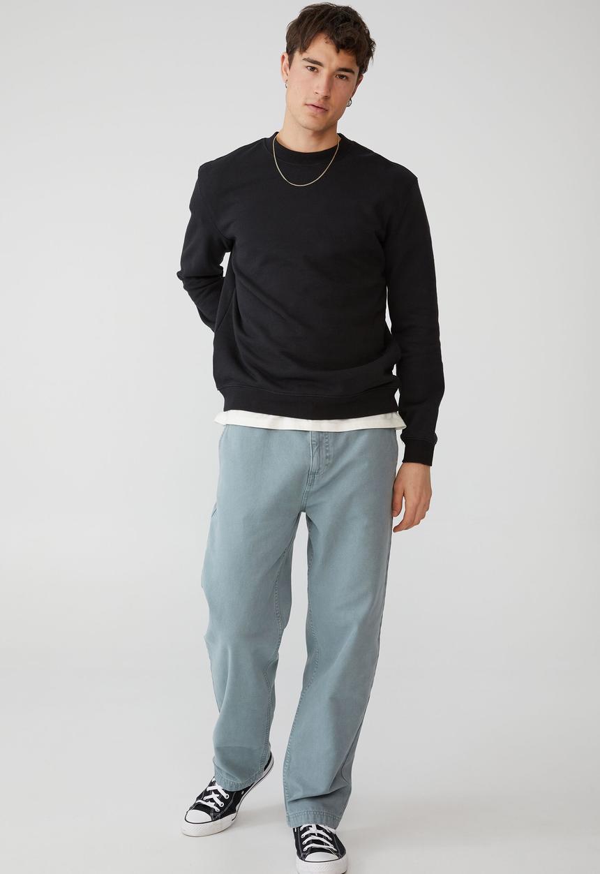 Cotton On - Loose fit pant - canvas - washed blue canvas