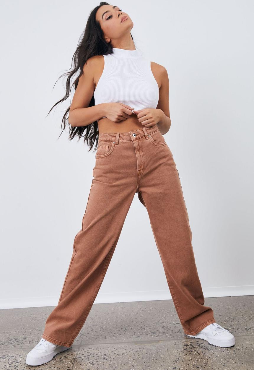 Factorie - High rise baggy jean - terracotta
