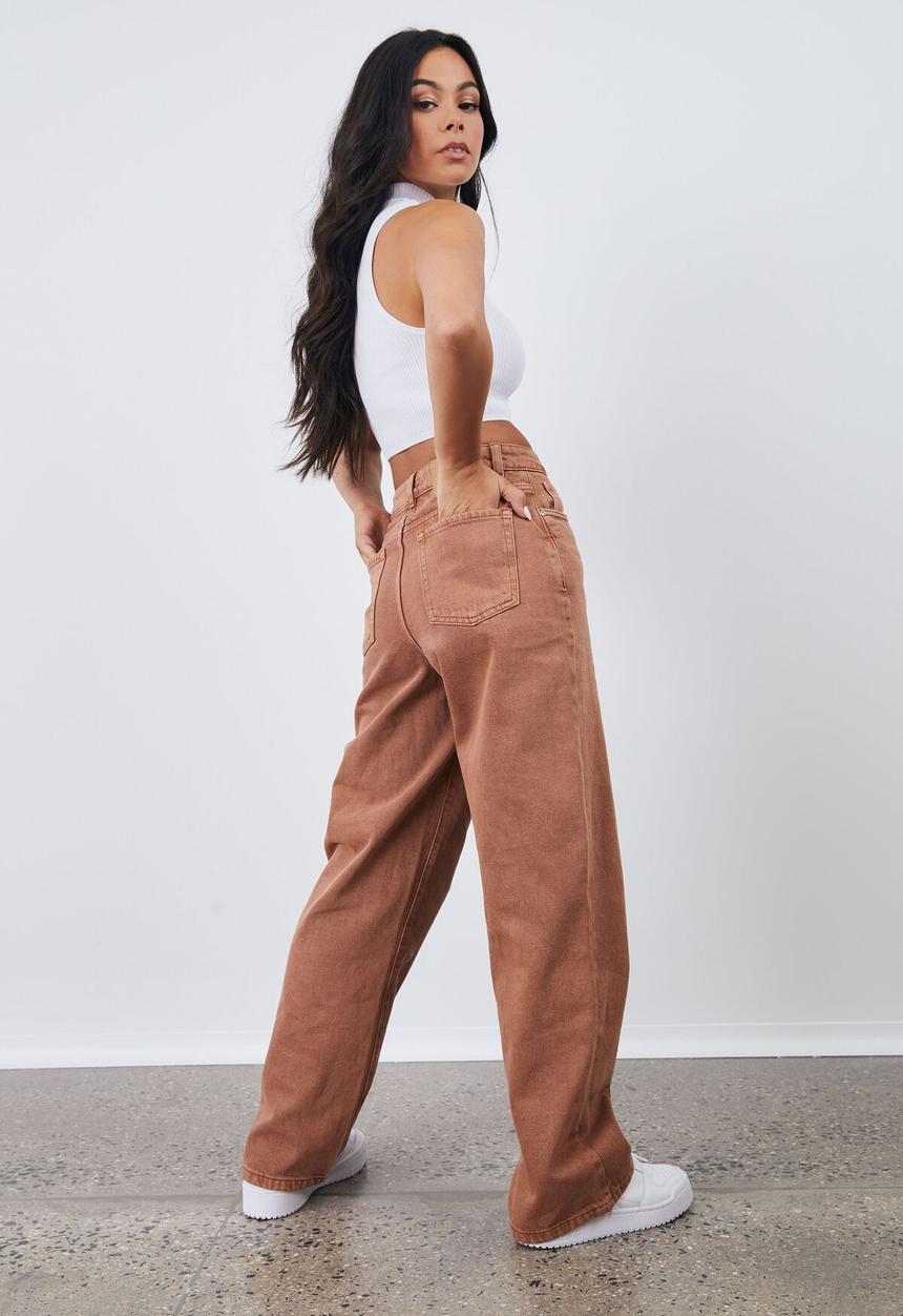 Factorie - High rise baggy jean - terracotta