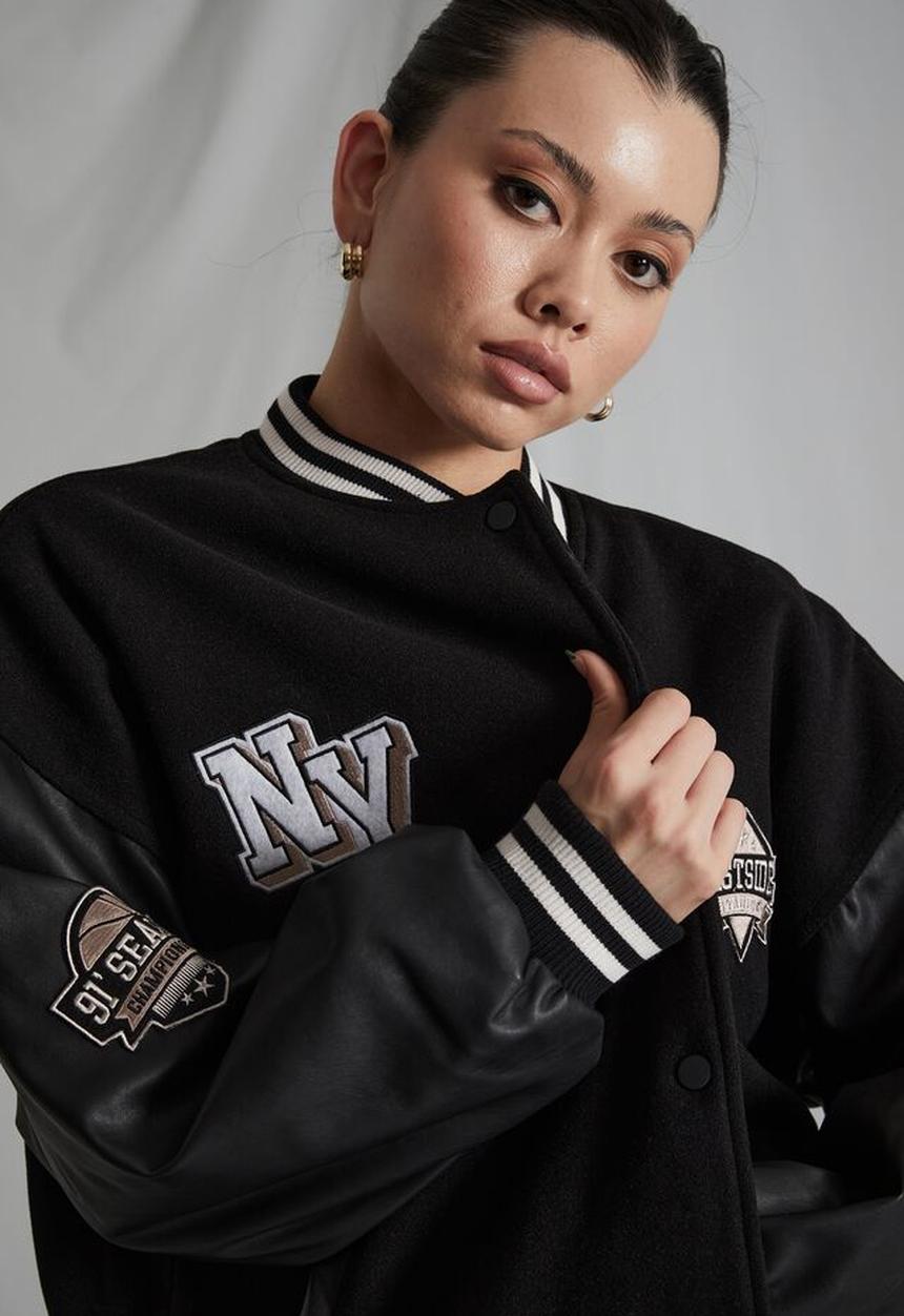 Factorie - Varsity jacket - black