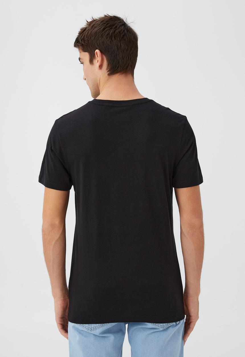Cotton On - Organic henley t-shirt - black