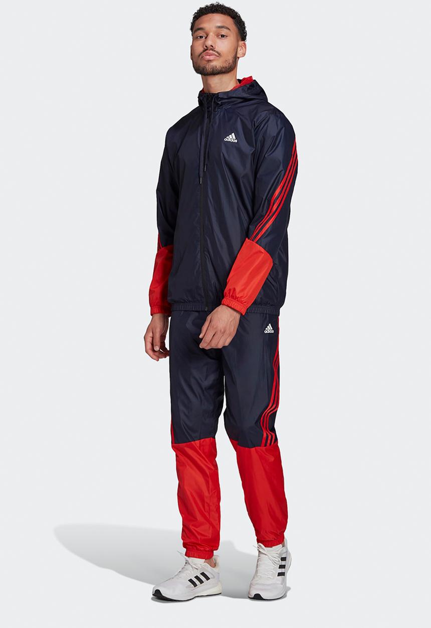 adidas Performance - Woven Sportswear Hooded Tracksuit- Navy  & Vivid Red