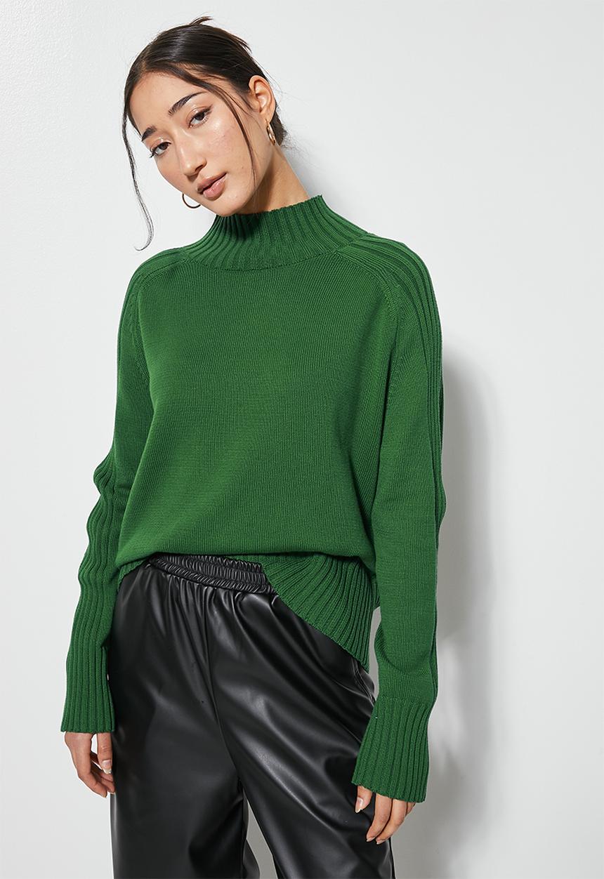 Superbalist - Organic cotton funnel neck - new green