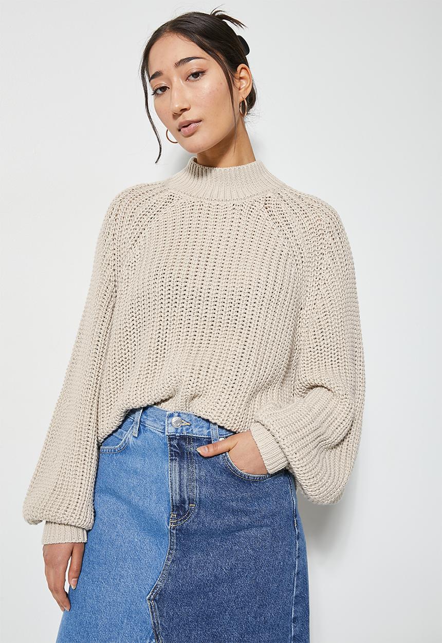 Superbalist -  Rib diversion jumper - stone