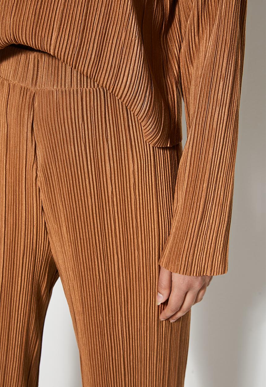 VELVET - Co ord Pleated jersey pull on wide leg pant - clay