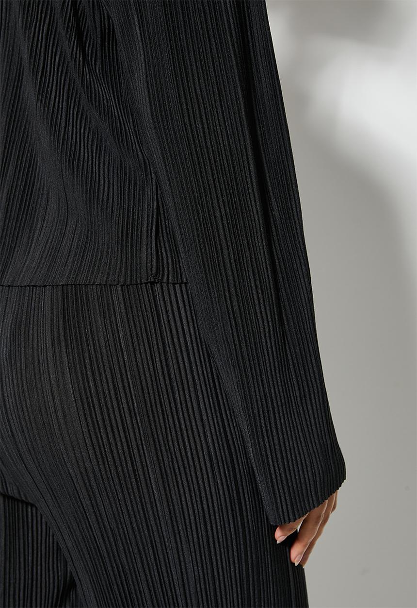 VELVET - Pleated jersey long sleeve top - black