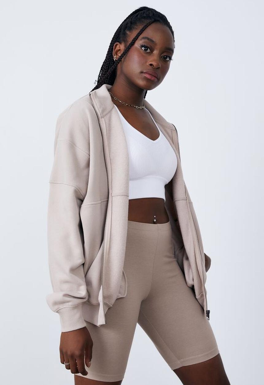 Factorie - Spliced fleece zip through - beige blush