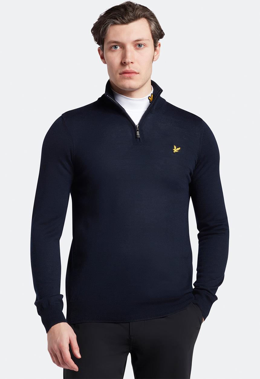 Lyle & Scott - Core 1/4 zip merino mix - navy