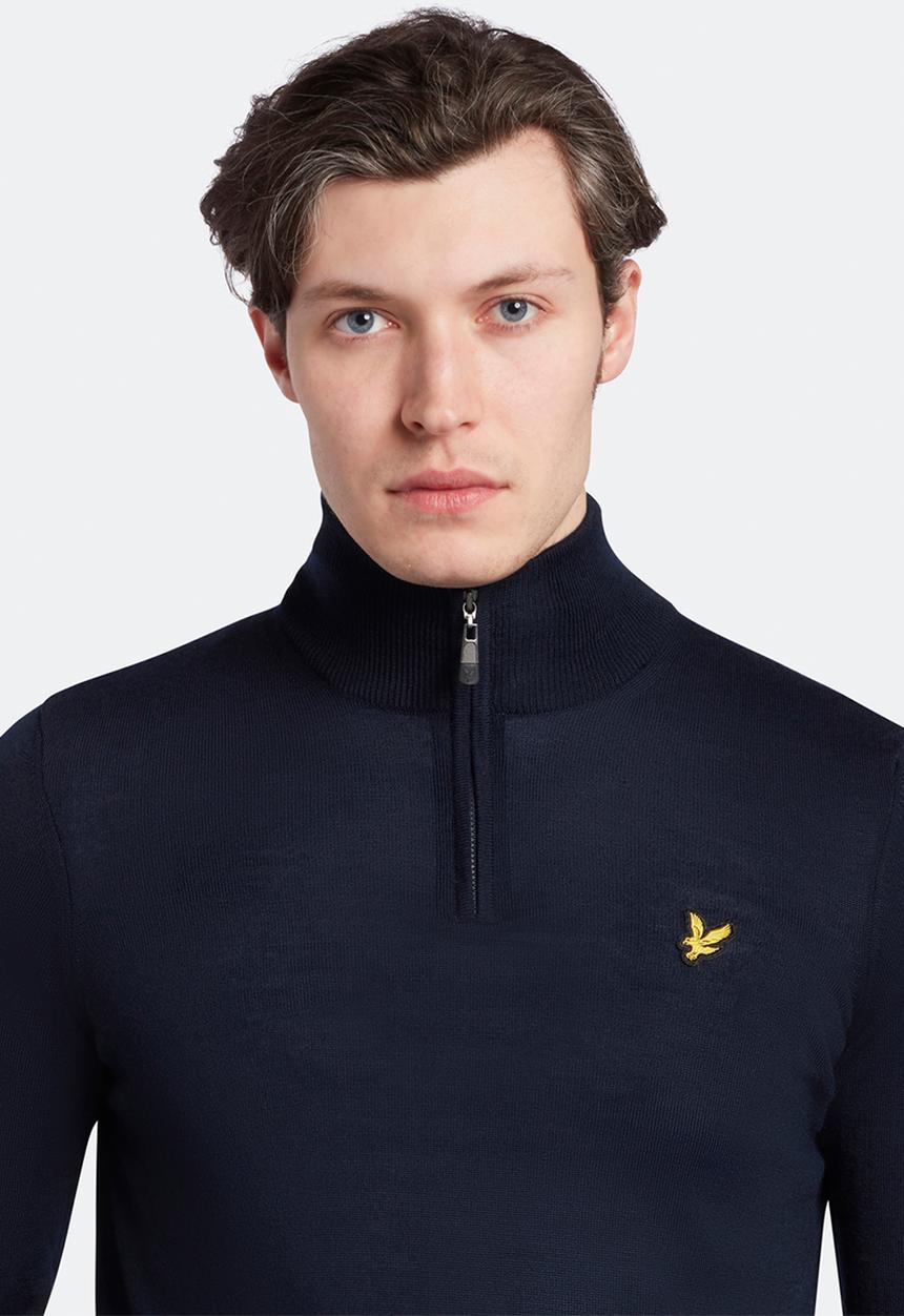 Lyle & Scott - Core 1/4 zip merino mix - navy