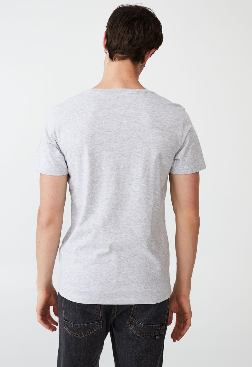 Cotton On - Organic v-neck t-shirt - light grey marle