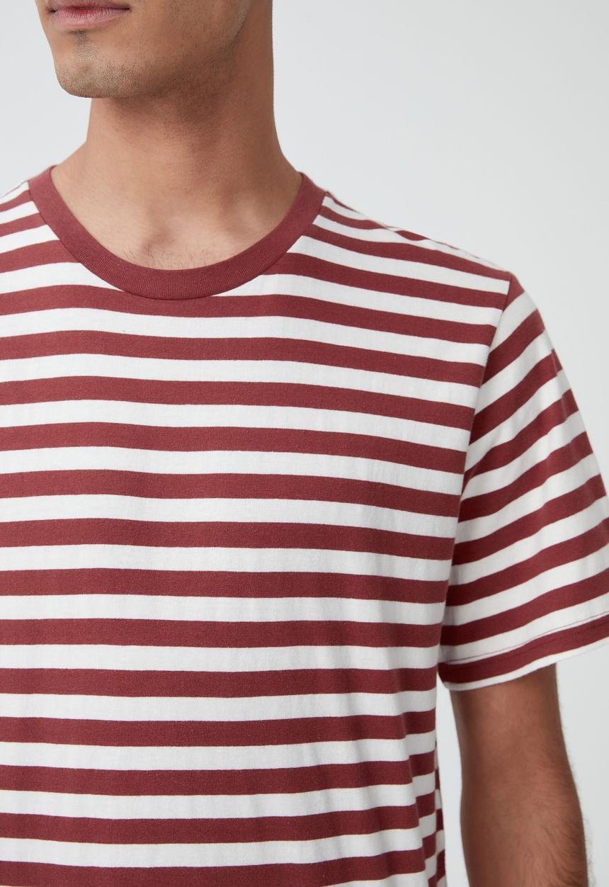 Cotton On - Organic stripe t-shirt - vintage red/vintage white stripe