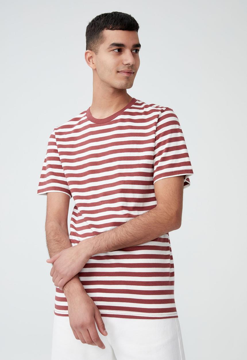 Cotton On - Organic stripe t-shirt - vintage red/vintage white stripe