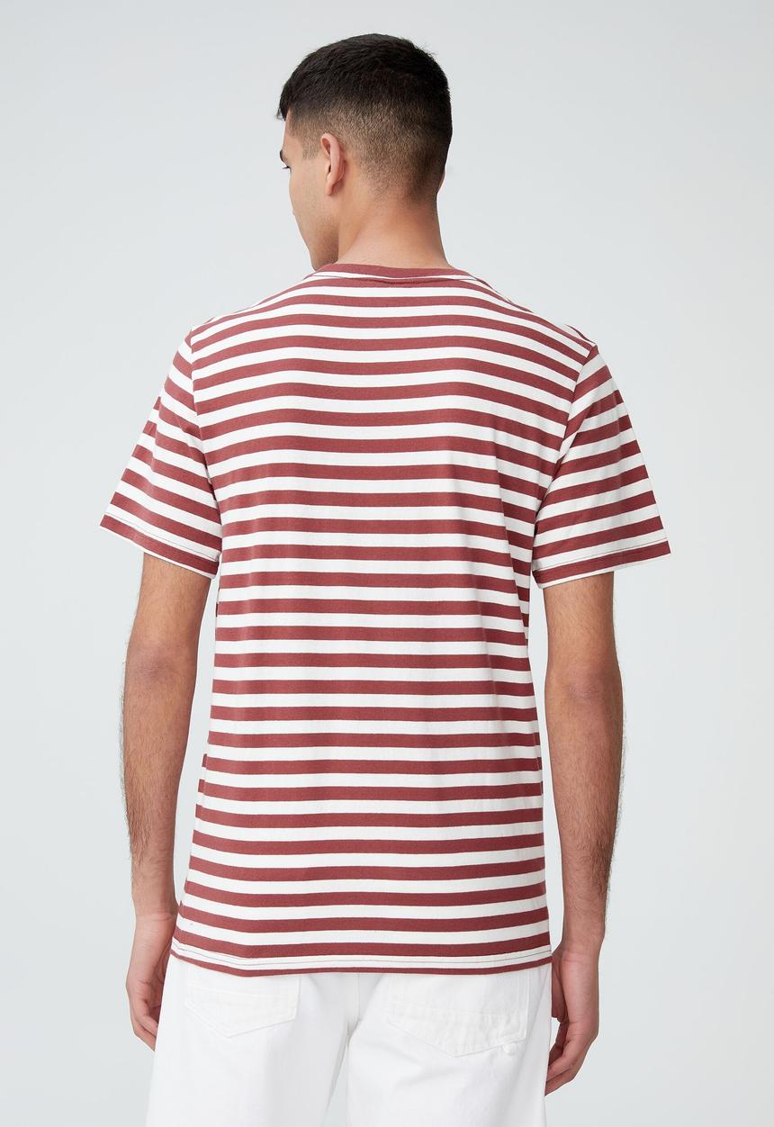 Cotton On - Organic stripe t-shirt - vintage red/vintage white stripe