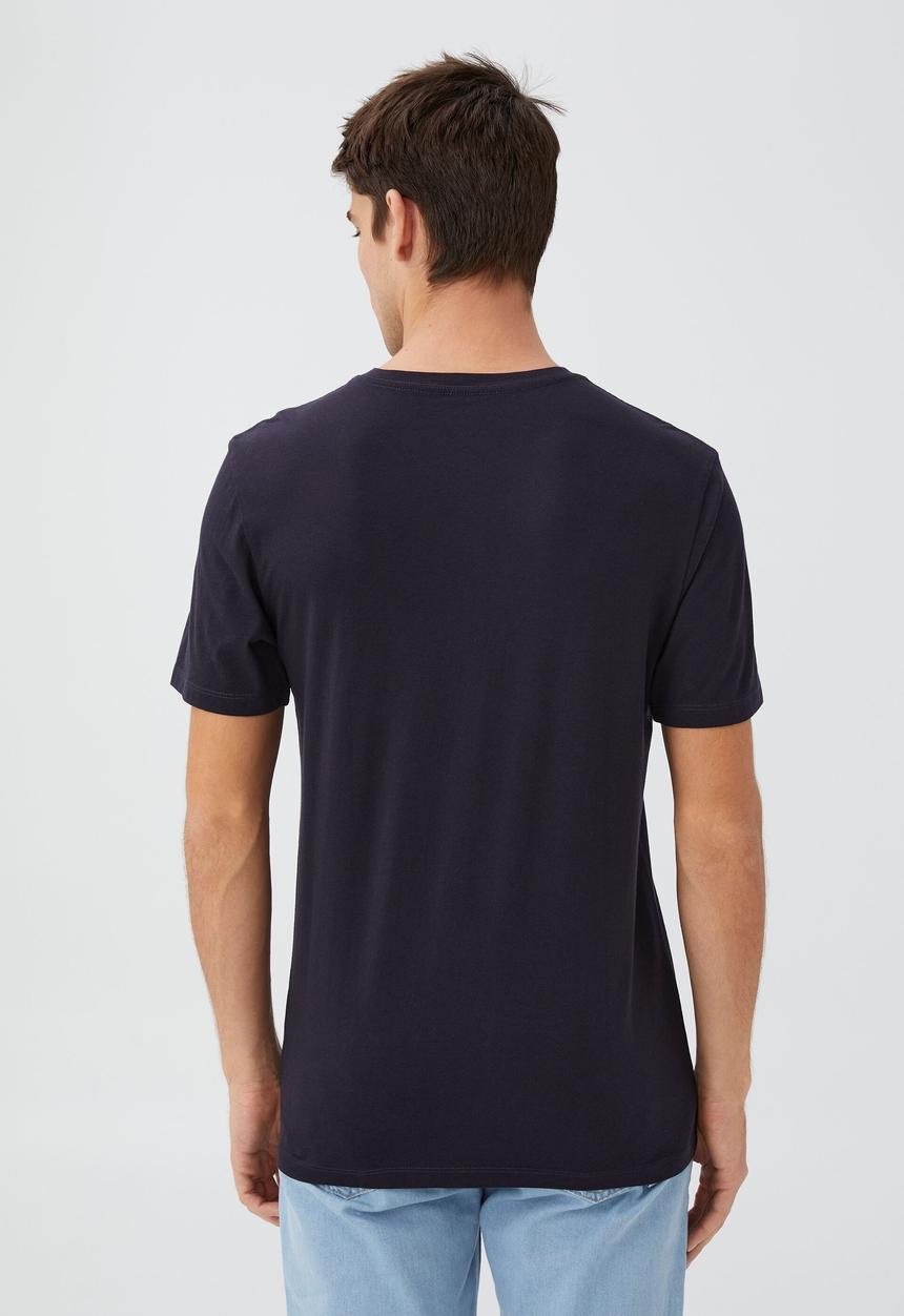 Cotton On - Organic henley t-shirt - ink navy