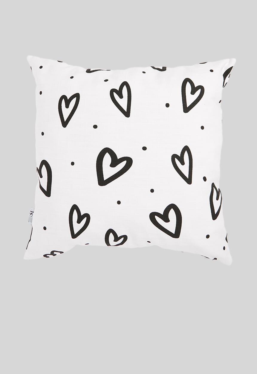 Sixth Floor - Heart confetti kids cushion cover - black & white