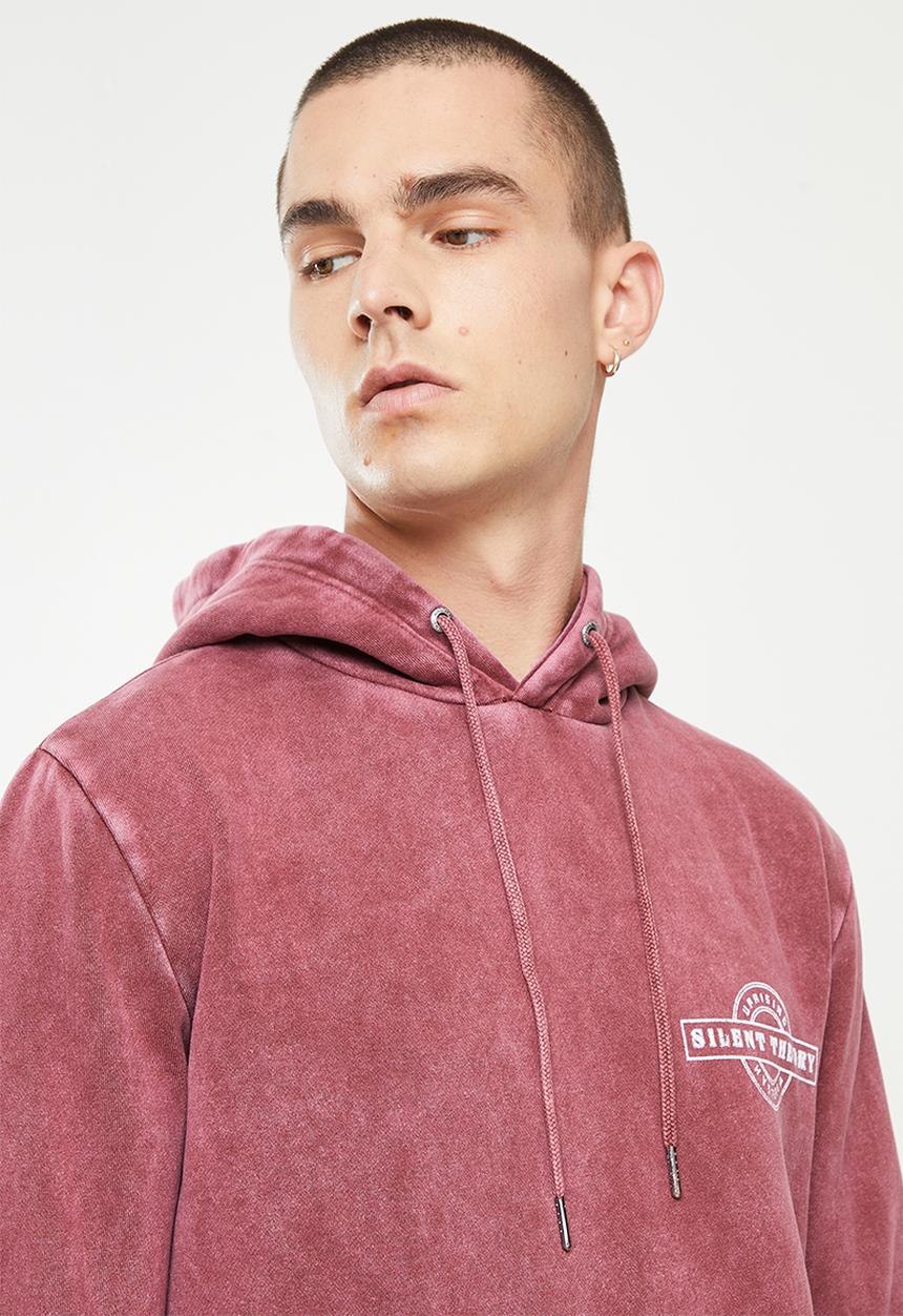 Silent Theory - Faded badge hoodie - burgundy